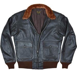 Men's G-1 Buaer 55j14 US Naval Military Spec Leather Flight Bomber Jacket